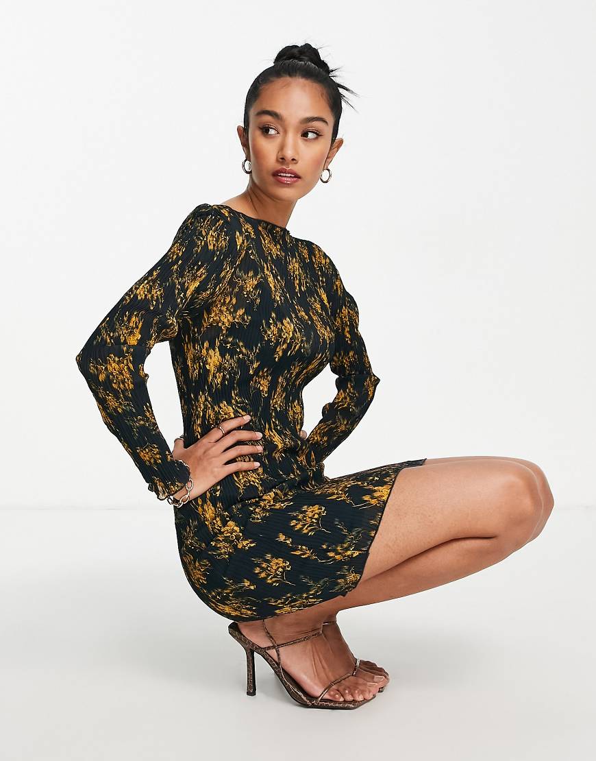 ASOS DESIGN - Plissiertes Minikleid mit Blumenmuster-Bunt ASOS DESIGN - Plissiertes Minikleid mit Blumenmuster-Bunt von ASOS DESIGN