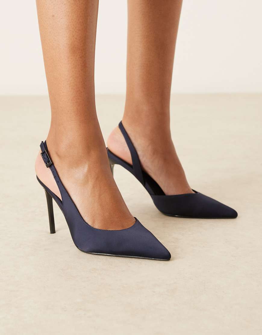 ASOS DESIGN - Polar D'Orsay - Slingback-Schuhe in Marineblau mit hohem Absatz-Schwarz von ASOS DESIGN