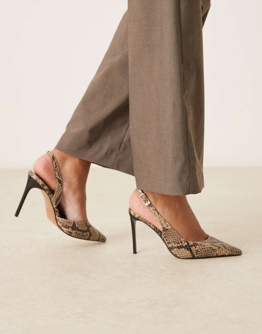 ASOS DESIGN - Polar D'Orsay - Slingback-Schuhe mit Schlangenmuster und hohem Absatz-Bunt von ASOS DESIGN