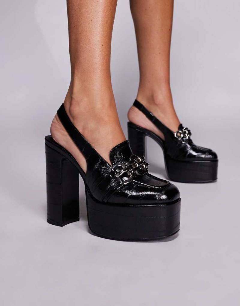 ASOS DESIGN - Polly - Loafer in Schwarz mit Absatz und Plateausohle von ASOS DESIGN