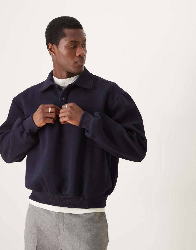 ASOS DESIGN - Polo-Pullover in Marineblau mit Oversize-Schnitt von ASOS DESIGN