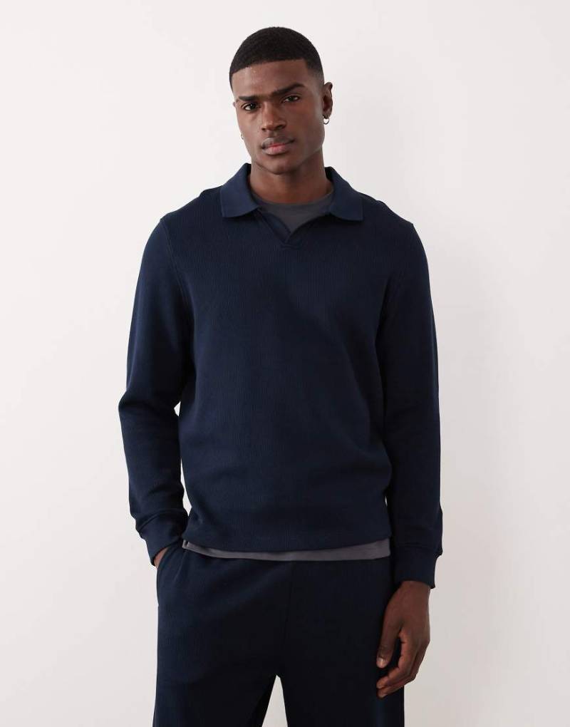 ASOS DESIGN - Polo-Sweatshirt in Marineblau von ASOS DESIGN