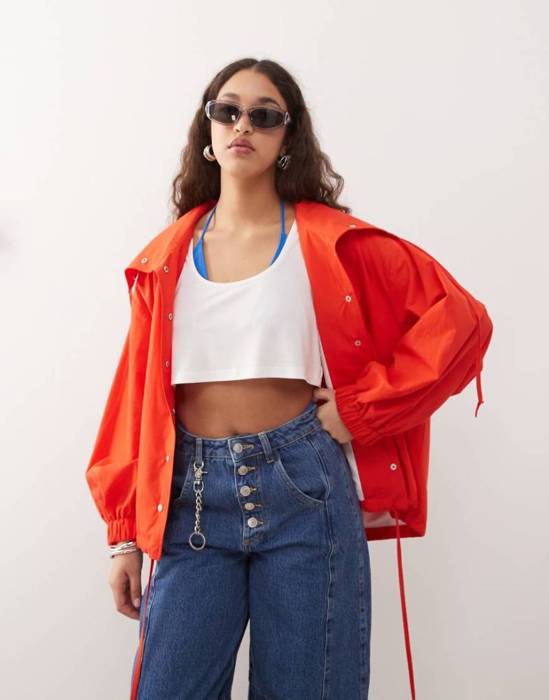ASOS DESIGN - Popeline-Hemdjacke in Rot von ASOS DESIGN