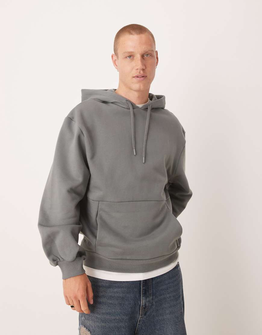 ASOS DESIGN - Premium - Oversize-Kapuzenpullover aus 400 g/m² schwerem Material in Grau mit Trompetenärmeln-Grün ASOS DESIGN - Premium - Oversize-Kapuzenpullover aus 400 g/m² schwerem Material in Grau mit Trompetenärmeln-Grün von ASOS DESIGN