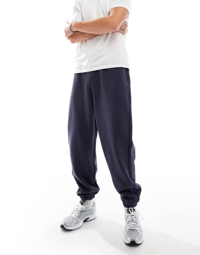 ASOS DESIGN - Premium - Schwere Oversize-Jogginghose in Navy, 400 g/m²-Grau von ASOS DESIGN