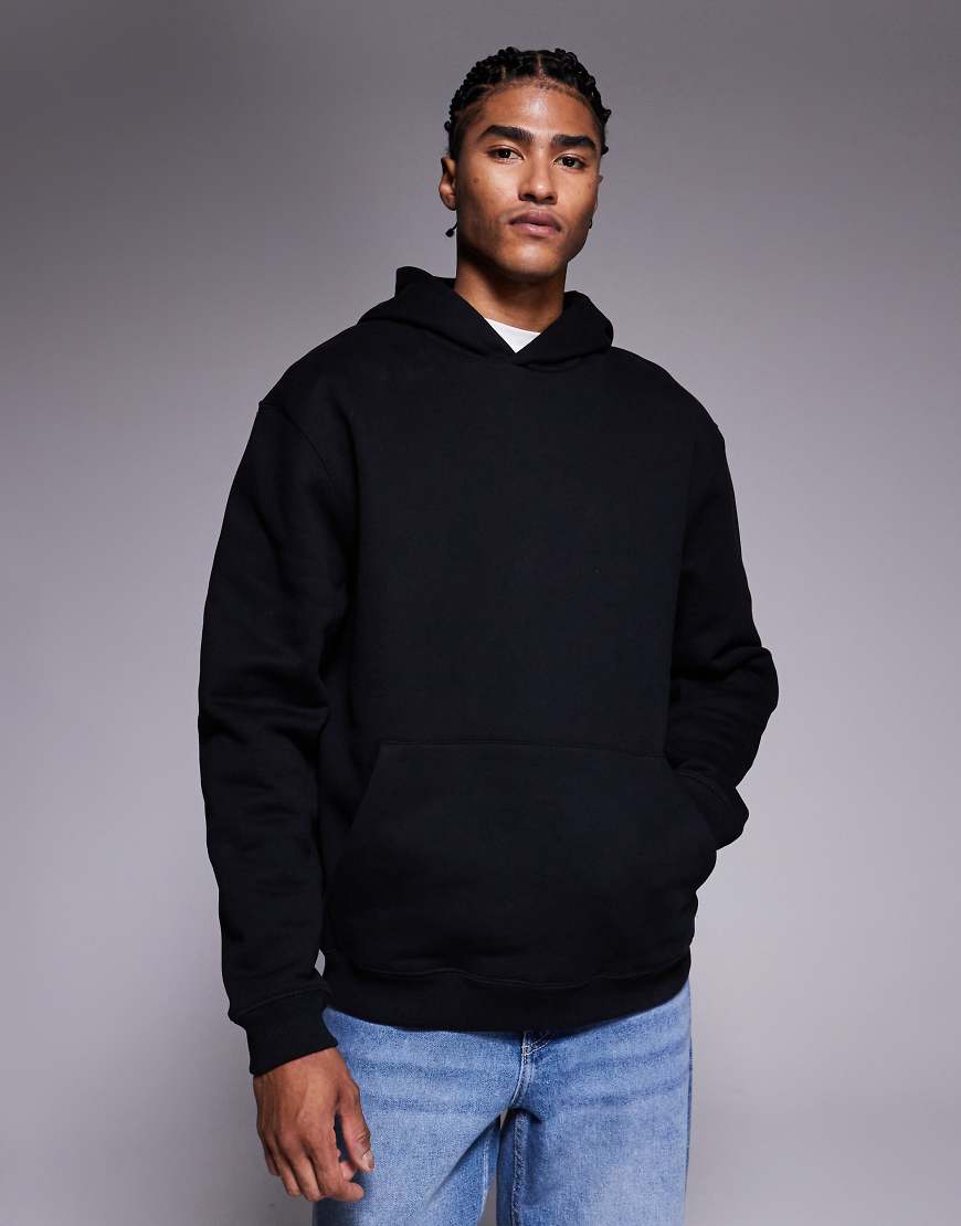 ASOS DESIGN - Premium - Schwerer Oversize-Kapuzenpullover in Schwarz, 400 g/m² von ASOS DESIGN