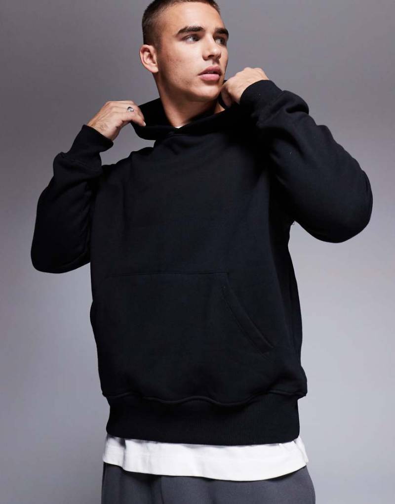 ASOS DESIGN - Premium - Schwerer Oversize-Kapuzenpullover in Schwarz, 400 g/m² von ASOS DESIGN