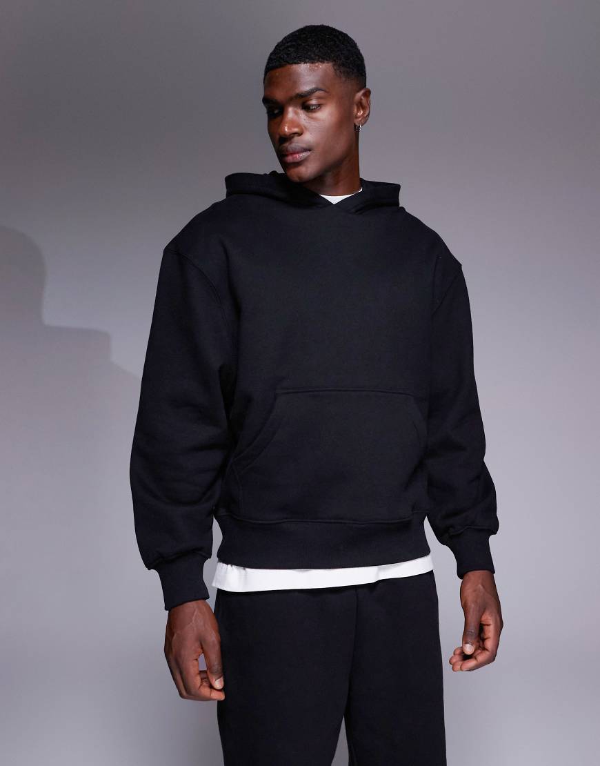 ASOS DESIGN - Premium - Schwerer Oversize-Kapuzenpullover in Schwarz, 400 g/m² von ASOS DESIGN
