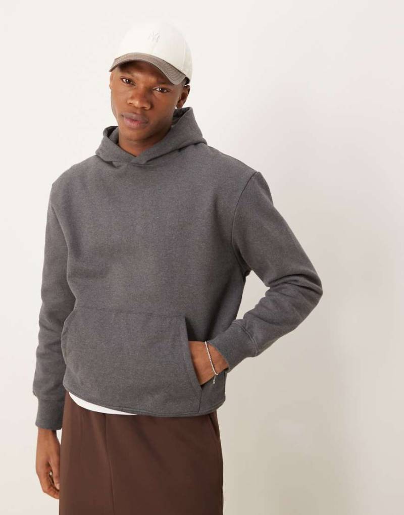 ASOS DESIGN - Premium - Schwerer Oversize-Kapuzenpullover in meliertem Anthrazit, 400 g/m²-Grau von ASOS DESIGN