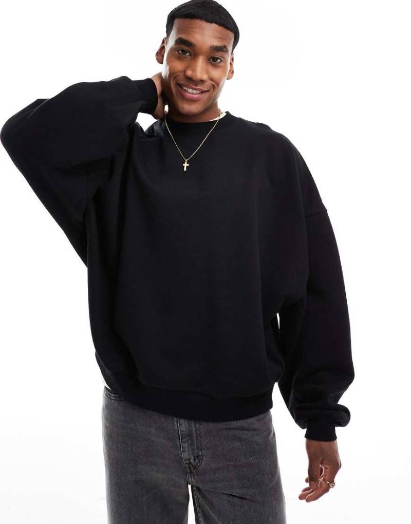 ASOS DESIGN - Premium - Schweres Extrem-Oversize-Sweatshirt in Schwarz, 400 g/m² von ASOS DESIGN