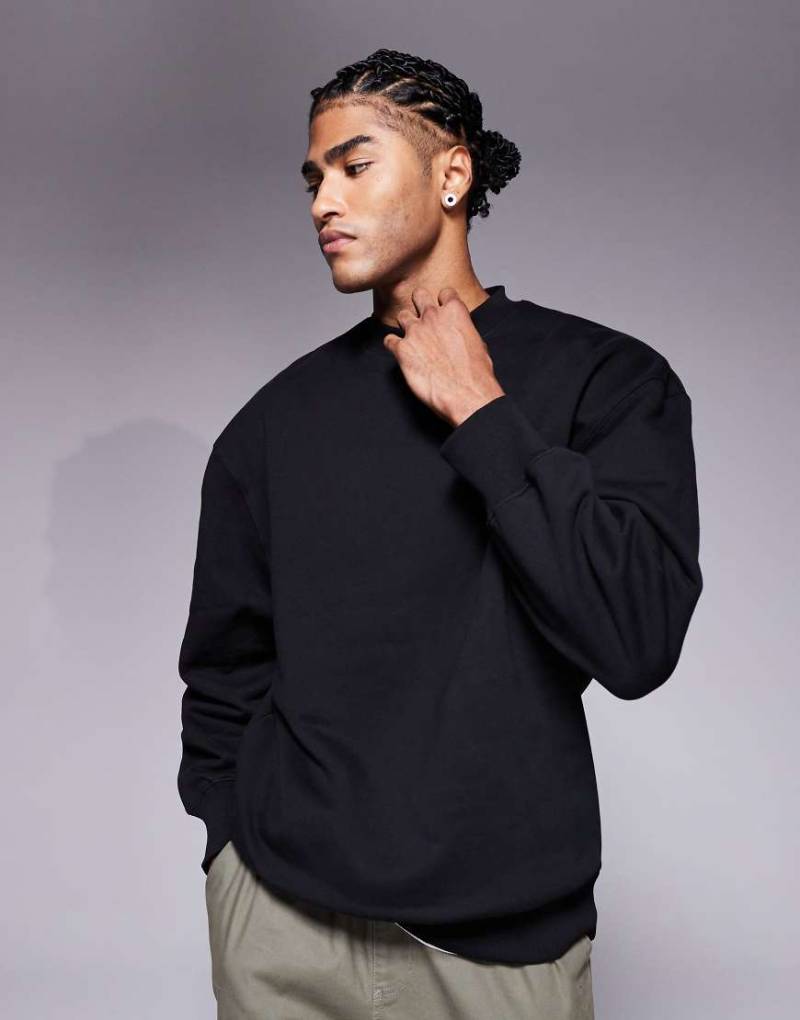ASOS DESIGN - Premium - Schweres Oversize-Sweatshirt in Schwarz mit längerem Schnitt, 400 g/m²-Grau von ASOS DESIGN