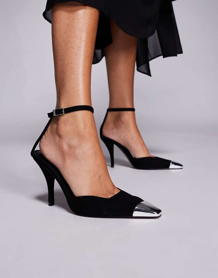 ASOS DESIGN - Pride - High Heels aus schwarzem Wildlederimitat mit Zehenkappe von ASOS DESIGN