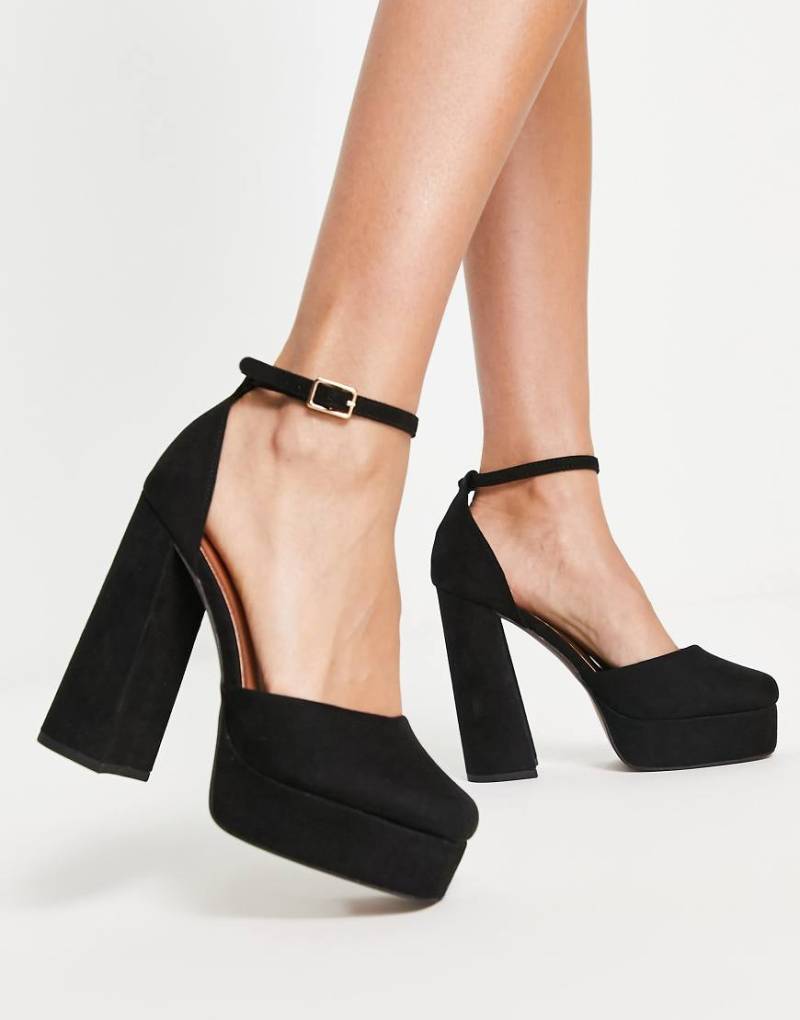 ASOS DESIGN - Priority - Schuhe in Schwarz mit Plateausohle und hohem Blockabsatz von ASOS DESIGN