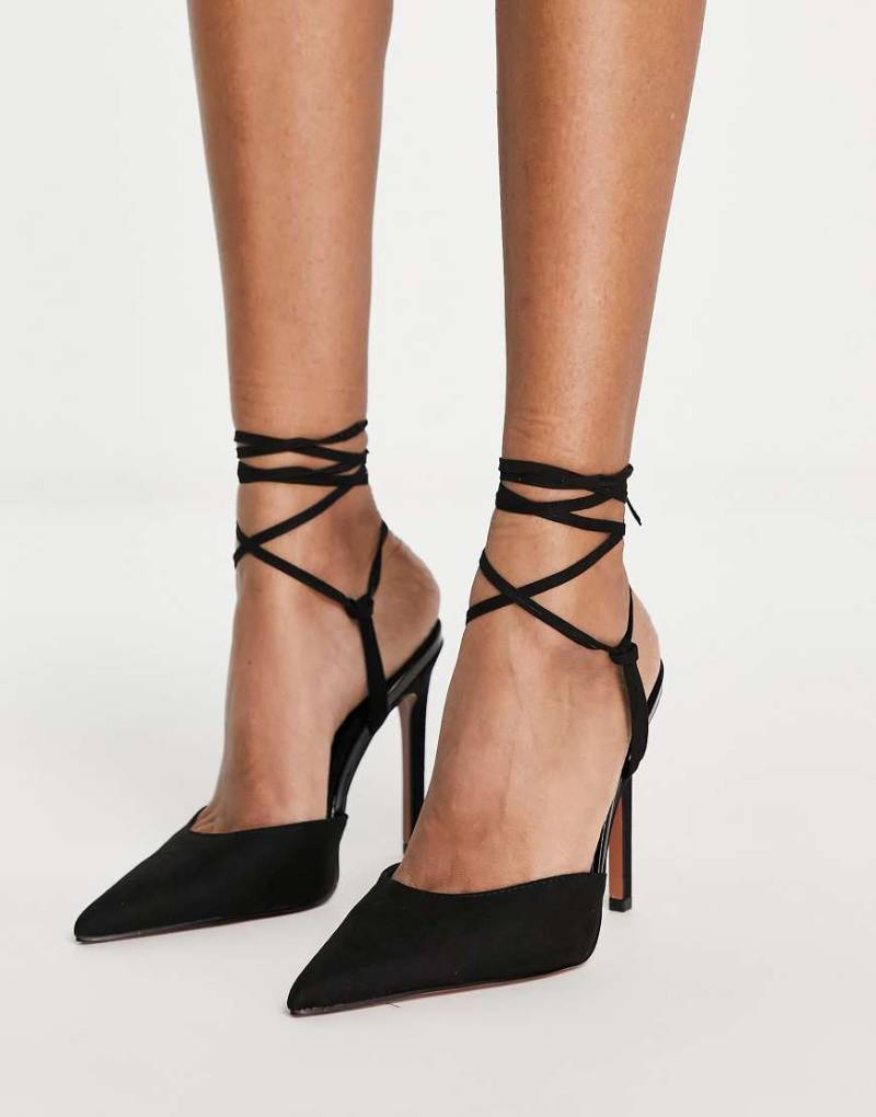 ASOS DESIGN - Prize - Schuhe in Schwarz mit hohem Absatz und Schnürung am Bein von ASOS DESIGN