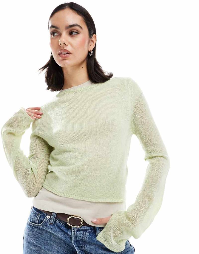 ASOS DESIGN - Pullover aus losem Strick in Salbeigrün mit Rundhalsausschnitt von ASOS DESIGN