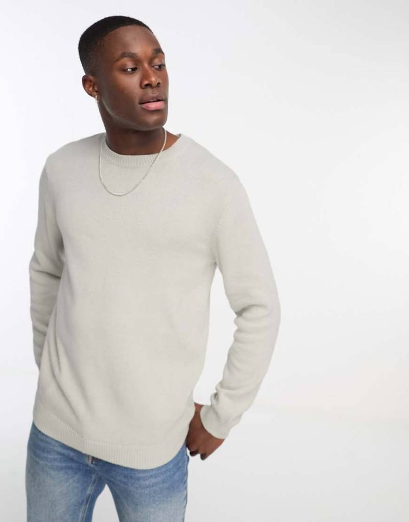 ASOS DESIGN - Pullover aus mittelschwerer Baumwolle in Hellgrau von ASOS DESIGN