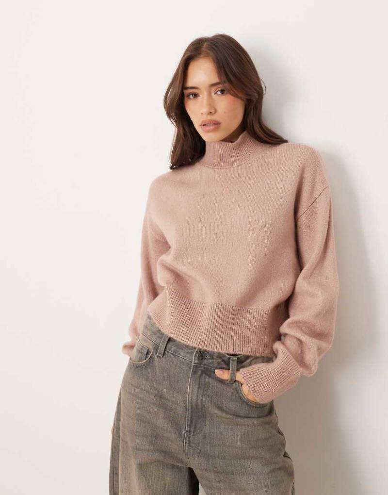 ASOS DESIGN - Pullover in Steinbeige mit Stehkragen-Neutral von ASOS DESIGN
