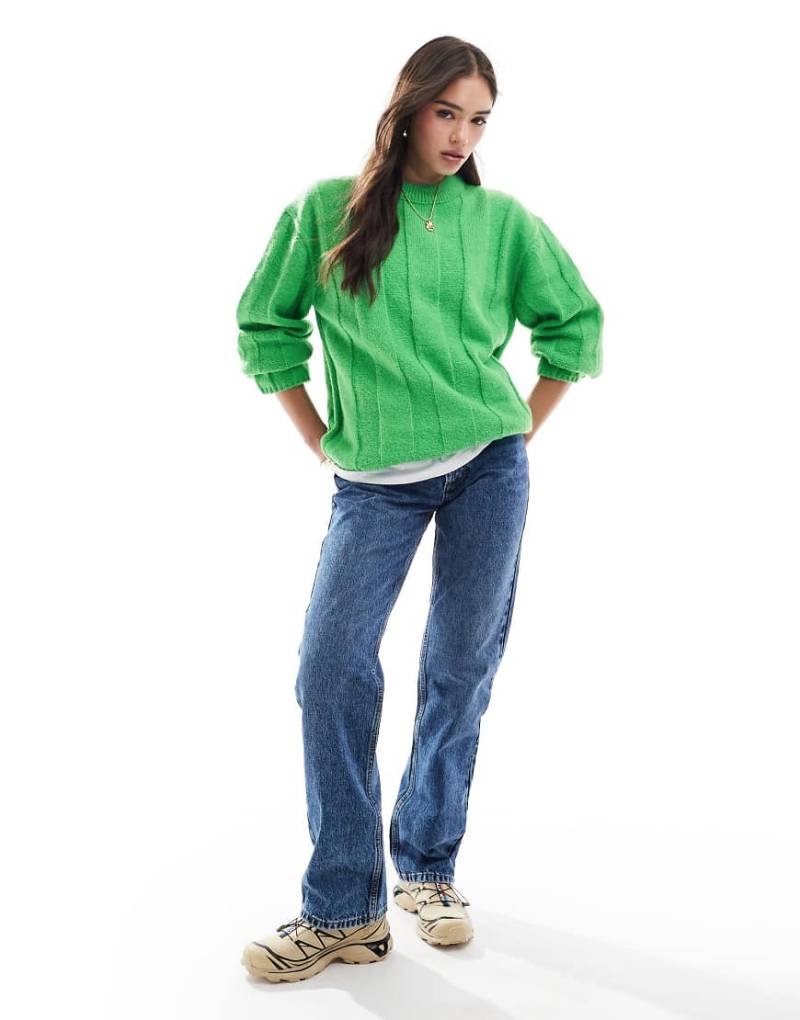 ASOS DESIGN - Pullover in kräftigem Grün mit breitem Rippenmuster und Rundhalsausschnitt von ASOS DESIGN