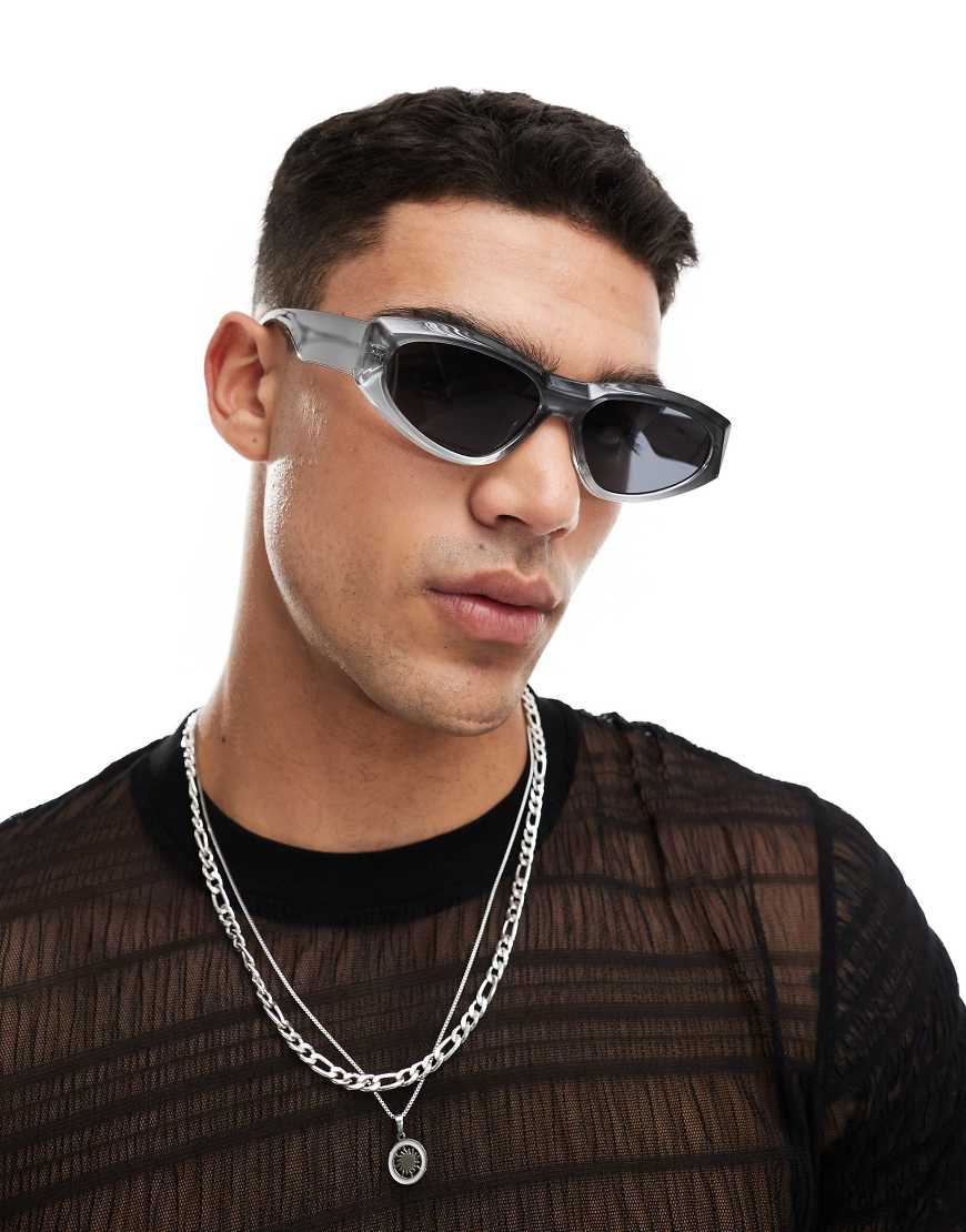 ASOS DESIGN - Racer-Sonnenbrille in Grau mit Farbverlauf am Rahmen ASOS DESIGN - Racer-Sonnenbrille in Grau mit Farbverlauf am Rahmen von ASOS DESIGN
