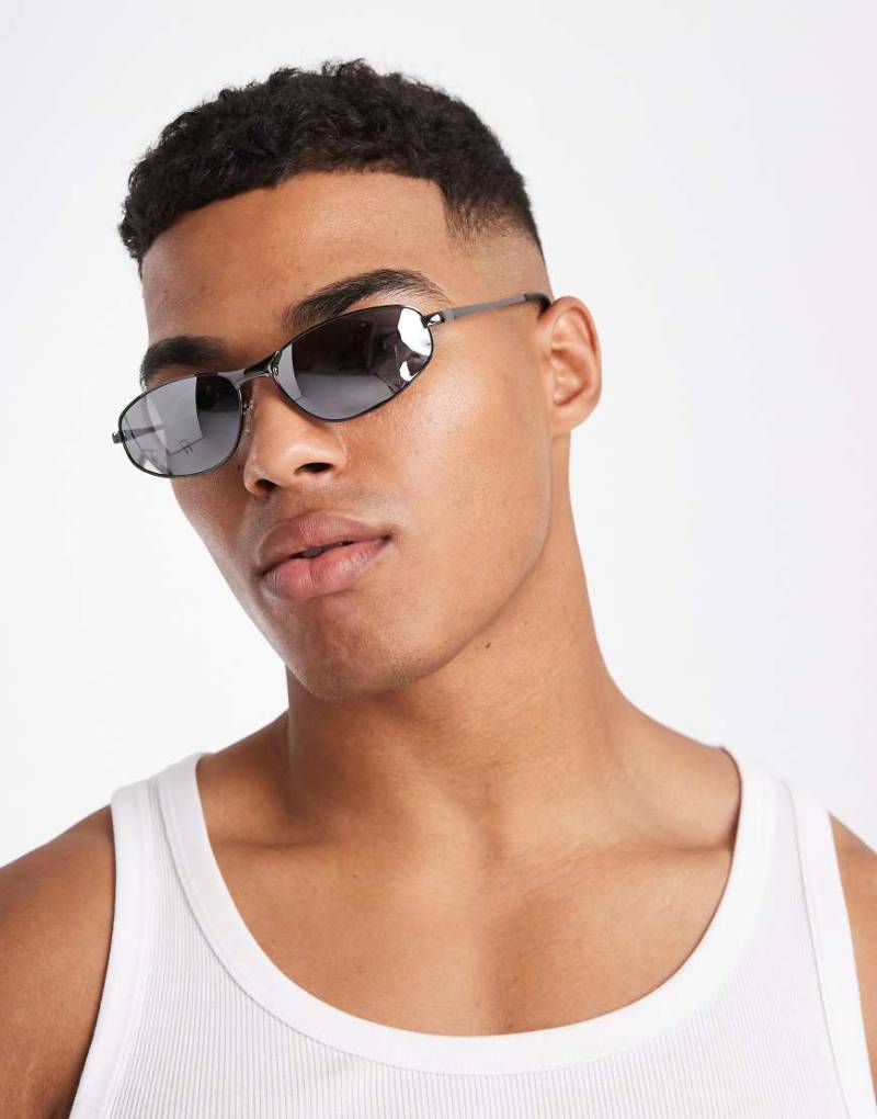 ASOS DESIGN - Racer-Sonnenbrille mit Metallrahmen und gespiegelten Gläsern-Silber von ASOS DESIGN