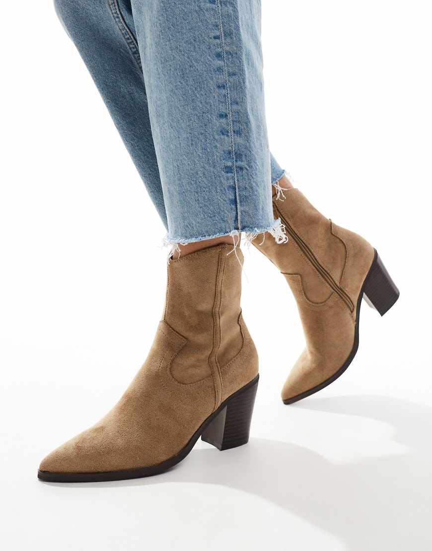 ASOS DESIGN - Rational - Cowboy-Stiefel in Taupe mit Absatz-Neutral von ASOS DESIGN