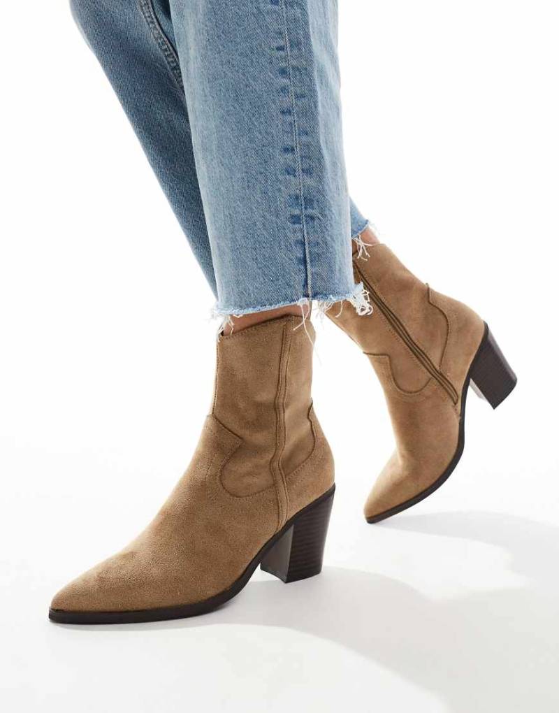 ASOS DESIGN - Rational - Cowboy-Stiefel in Taupe mit Absatz-Neutral von ASOS DESIGN