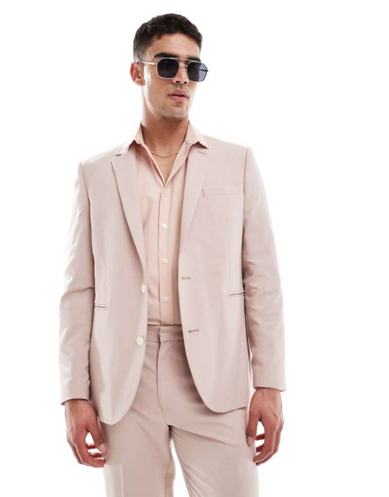 ASOS DESIGN - Regulär geschnittene Anzugjacke in Staubrosa von ASOS DESIGN