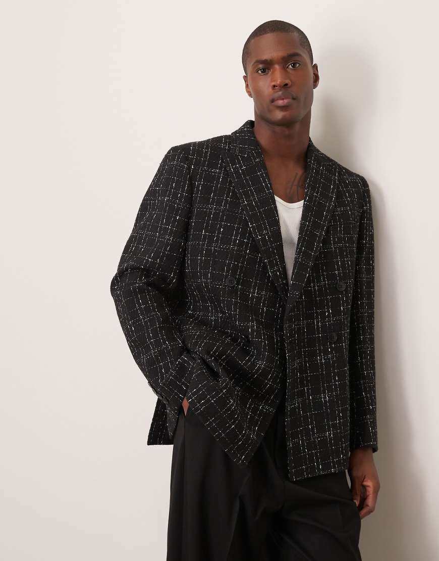 ASOS DESIGN - Regulär geschnittene Anzugjacke mit Kreuzschraffur in Schwarz und Weiß ASOS DESIGN - Regulär geschnittene Anzugjacke mit Kreuzschraffur in Schwarz und Weiß von ASOS DESIGN