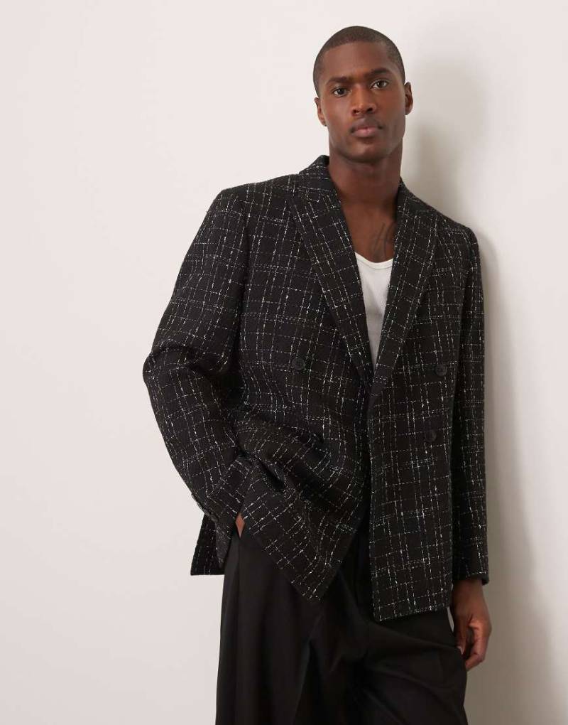 ASOS DESIGN - Regulär geschnittene Anzugjacke mit Kreuzschraffur in Schwarz und Weiß von ASOS DESIGN