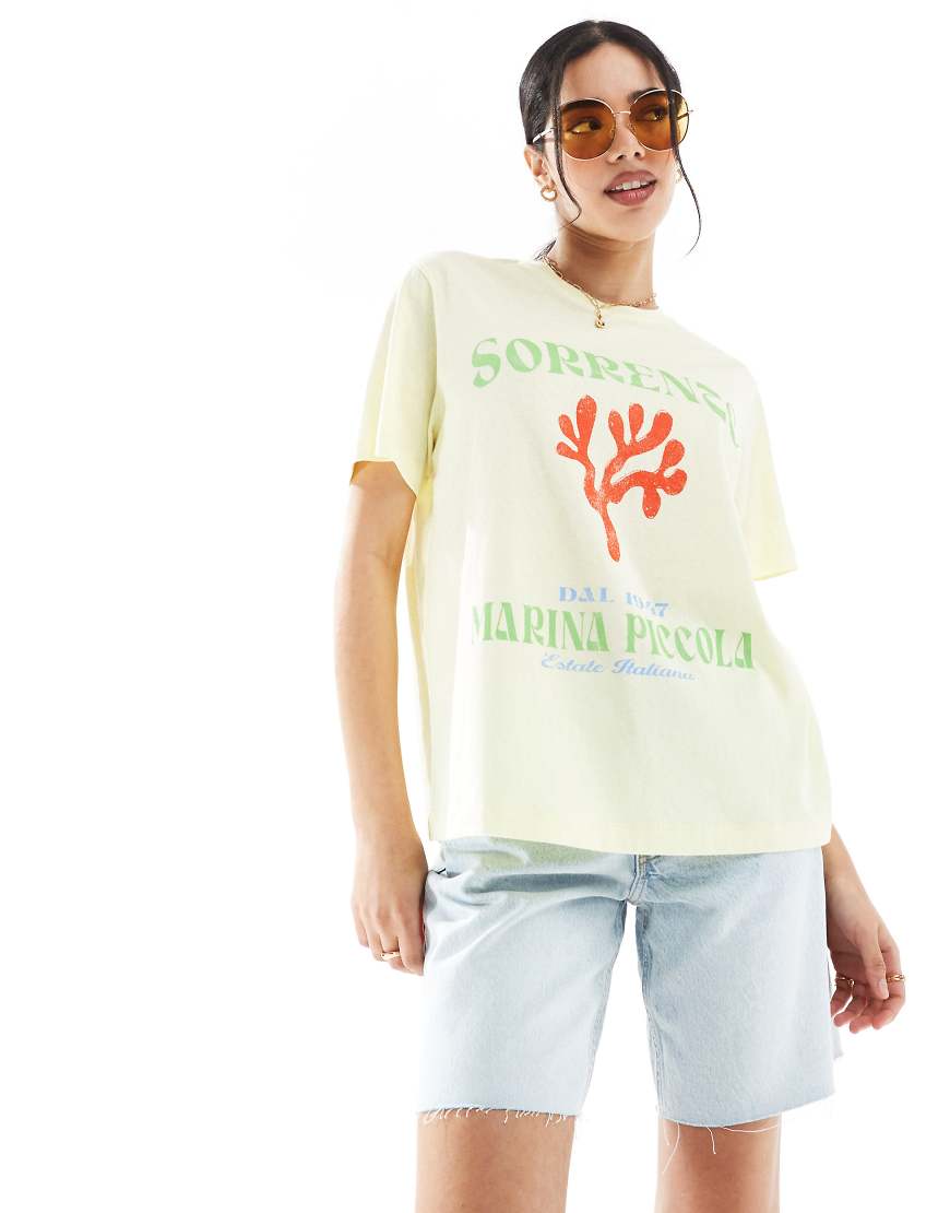 ASOS DESIGN - Regulär geschnittenes T-Shirt in Leinenoptik in Zitrone mit Korallengrafik-Gelb ASOS DESIGN - Regulär geschnittenes T-Shirt in Leinenoptik in Zitrone mit Korallengrafik-Gelb von ASOS DESIGN
