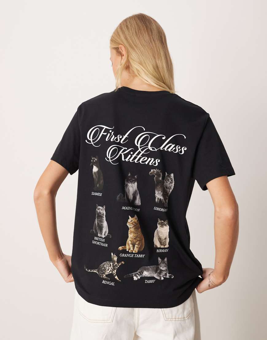 ASOS DESIGN - Regular-Fit-T-Shirt in Schwarz mit „Kittens"-Motivprint von ASOS DESIGN