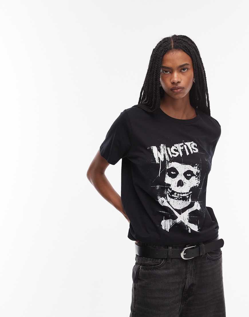 ASOS DESIGN - Regular-Fit-T-Shirt in Schwarz mit „Misfits"-Bandprint von ASOS DESIGN
