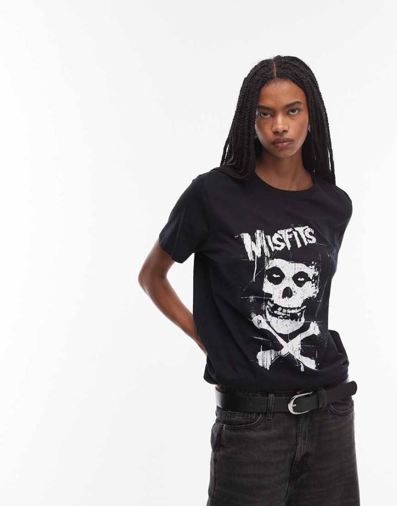 ASOS DESIGN - Regular-Fit-T-Shirt in Schwarz mit „Misfits"-Bandprint von ASOS DESIGN
