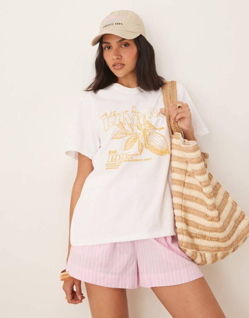ASOS DESIGN - Regular-Fit-T-Shirt in Weiß mit „Limone"-Print von ASOS DESIGN