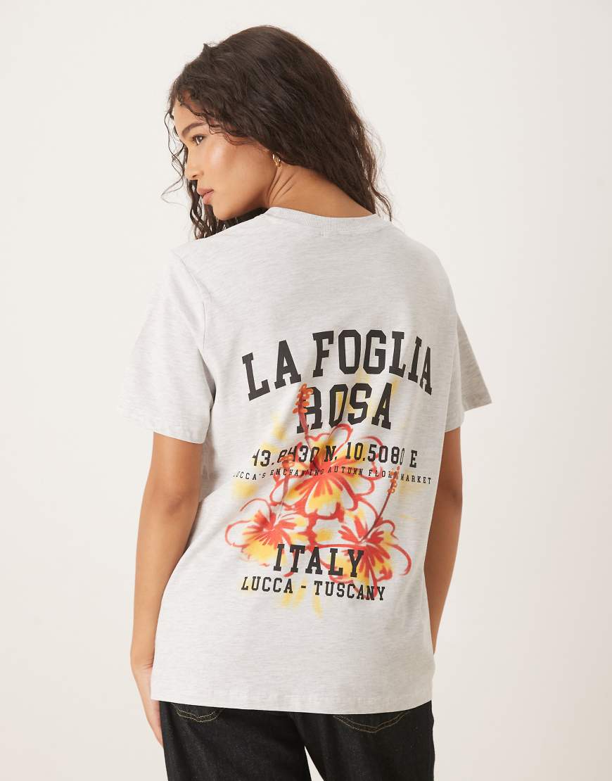 ASOS DESIGN - Regular-Fit-T-Shirt in meliertem Eisgrau mit „Italy"-Blumenprint ASOS DESIGN - Regular-Fit-T-Shirt in meliertem Eisgrau mit „Italy"-Blumenprint von ASOS DESIGN