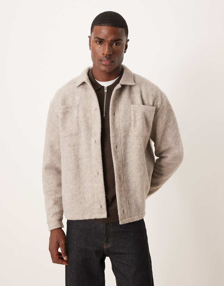 ASOS DESIGN - Relaxed-Fit-Jacke in beiger Wolloptik-Neutral ASOS DESIGN - Relaxed-Fit-Jacke in beiger Wolloptik-Neutral von ASOS DESIGN