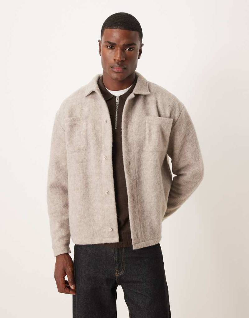 ASOS DESIGN - Relaxed-Fit-Jacke in beiger Wolloptik-Neutral von ASOS DESIGN
