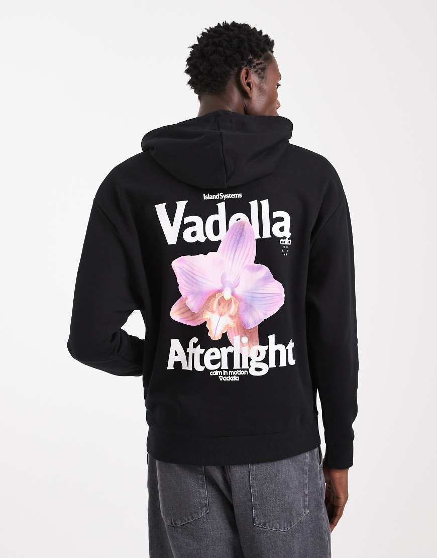 ASOS DESIGN - Relaxed-Fit-Kapuzenpullover in Schwarz mit Blumenfotoprint von ASOS DESIGN