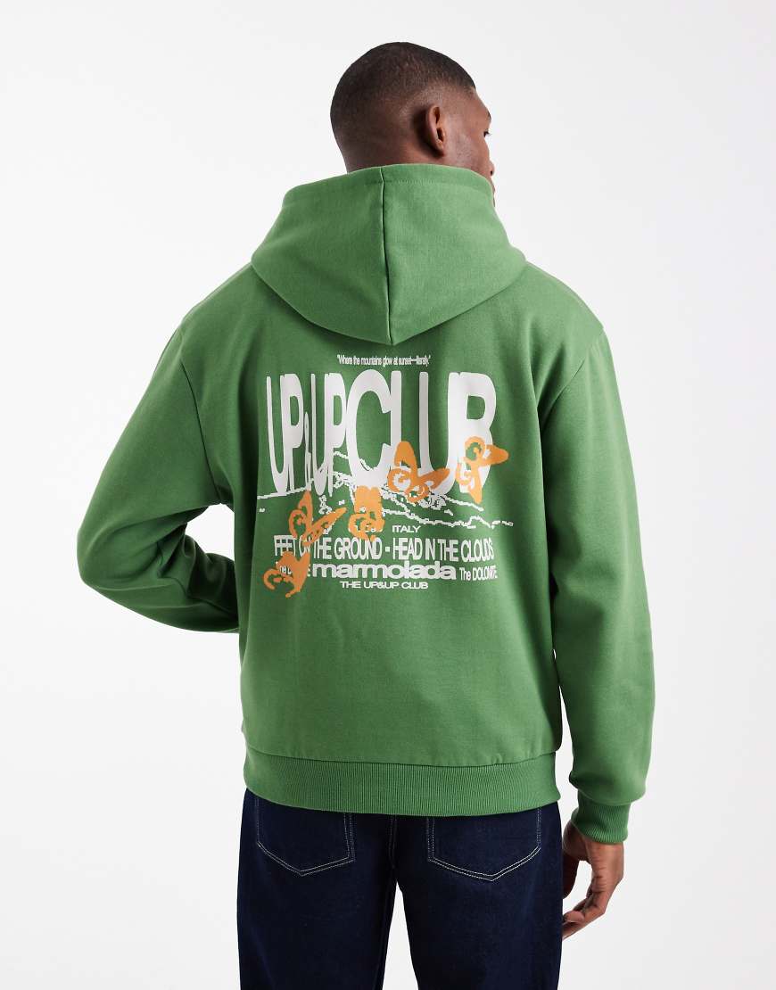 ASOS DESIGN - Relaxed-Fit-Kapuzenpullover mit Print in Grün von ASOS DESIGN