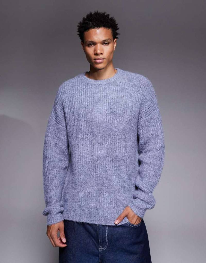 ASOS DESIGN - Relaxed-Fit-Strickpullover in Blau mit Rundhalsausschnitt von ASOS DESIGN