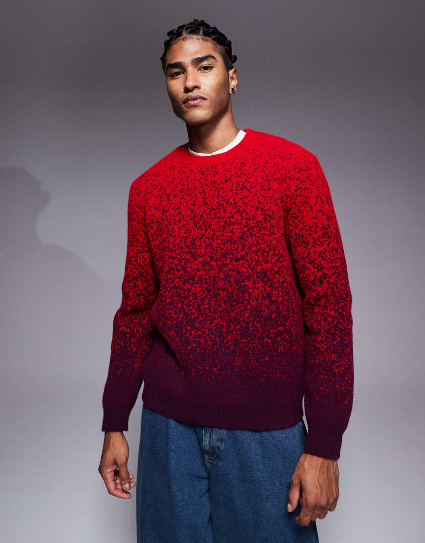 ASOS DESIGN - Relaxed-Fit-Strickpullover in Braun mit Farbverlauf und Rundhalsausschnitt-Brown von ASOS DESIGN