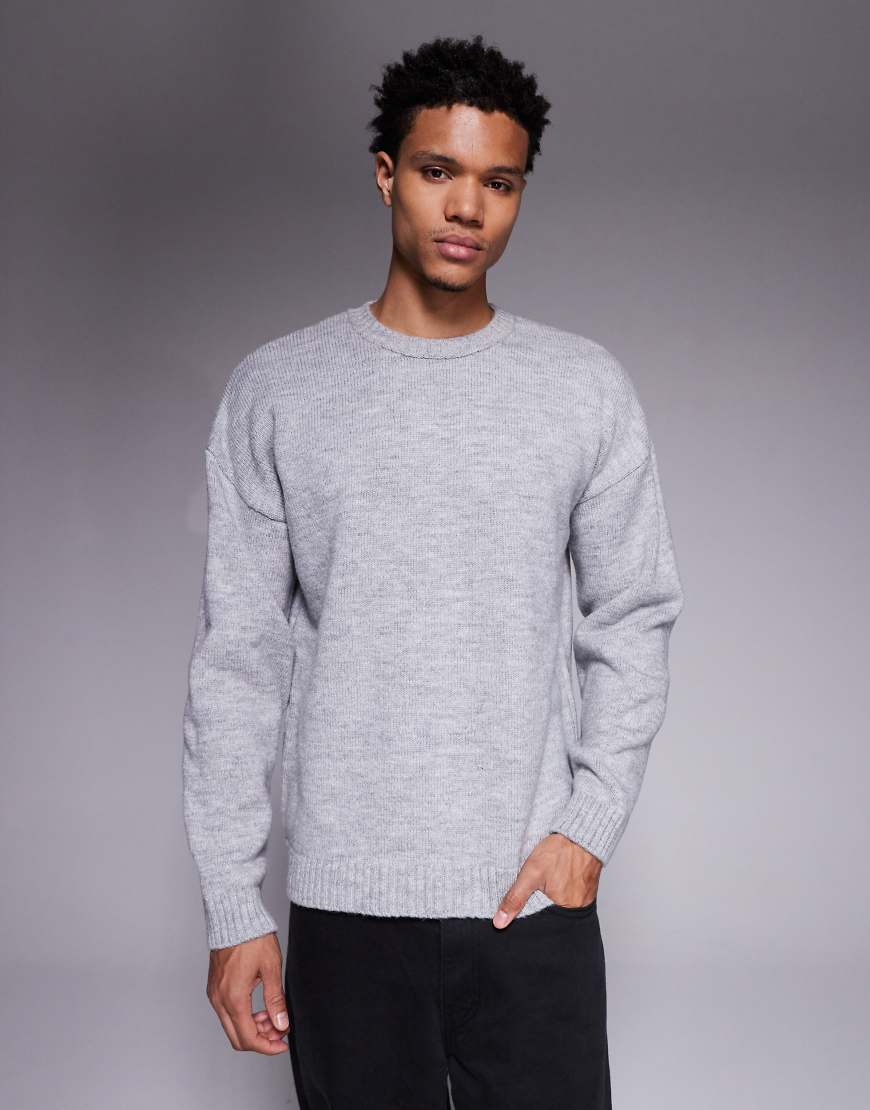 ASOS DESIGN - Relaxed-Fit-Strickpullover in Grau mit Rundhalsausschnitt von ASOS DESIGN