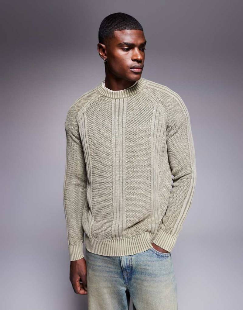 ASOS DESIGN - Relaxed Fit Strickpullover in Hellgrün mit Einsätzen auf der Vorderseite von ASOS DESIGN