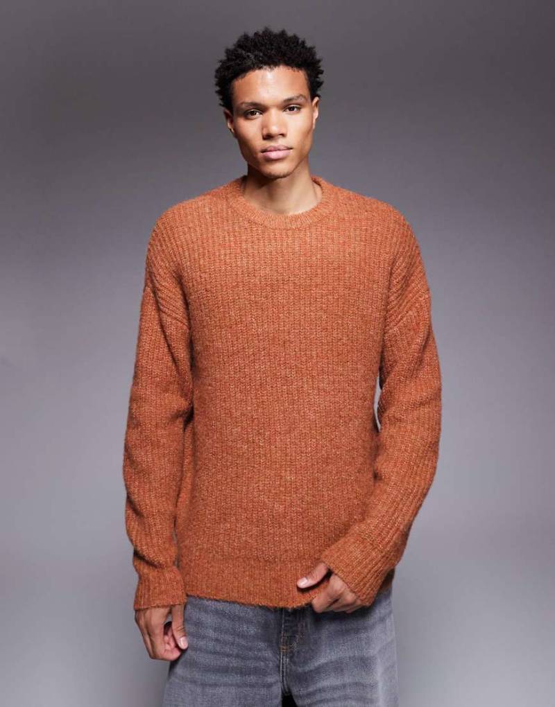 ASOS DESIGN - Relaxed-Fit-Strickpullover in Rost mit Rundhalsausschnitt-Orange von ASOS DESIGN