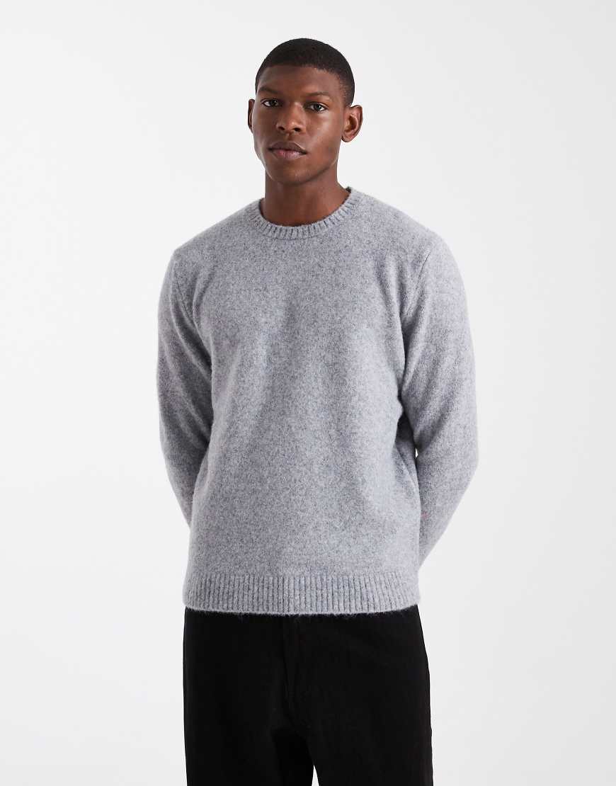 ASOS DESIGN - Relaxed-Fit-Strickpullover in grau meliert mit Rundhalsausschnitt von ASOS DESIGN
