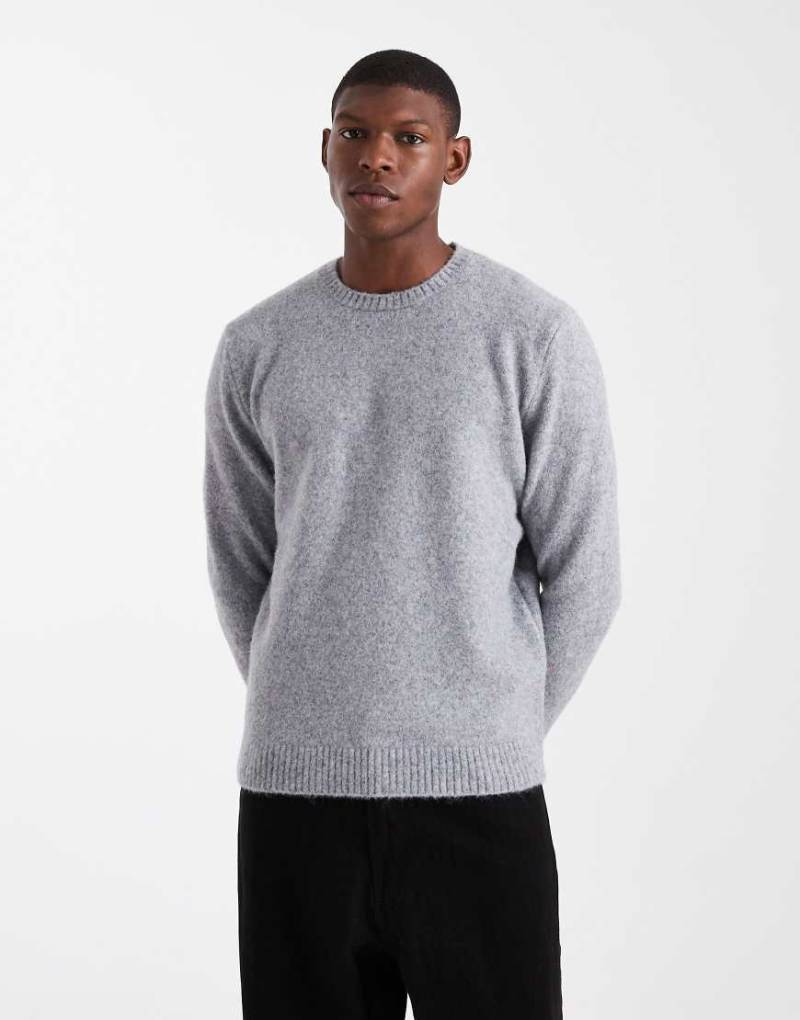ASOS DESIGN - Relaxed-Fit-Strickpullover in grau meliert mit Rundhalsausschnitt von ASOS DESIGN