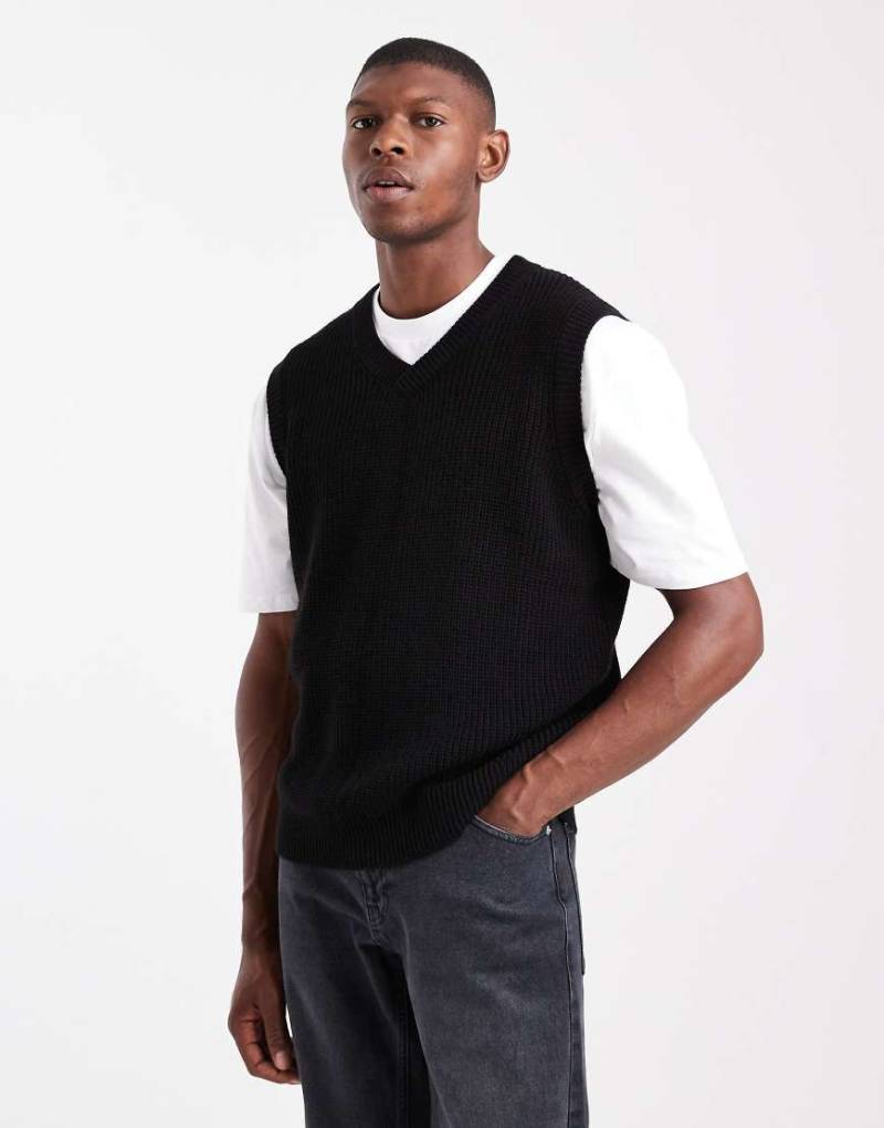ASOS DESIGN - Relaxed-Fit-Strickpullunder in Schwarz von ASOS DESIGN