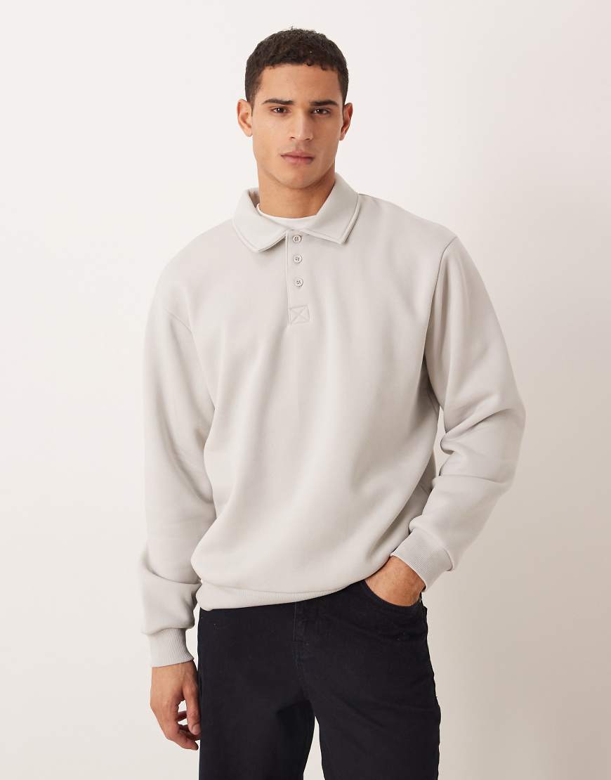 ASOS DESIGN - Relaxed-Fit-Sweatshirt in Grau mit Polokragen von ASOS DESIGN