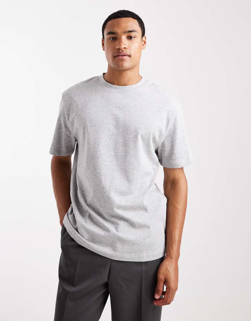 ASOS DESIGN - Relaxed-Fit-T-Shirt aus schwerem Stoff in Grau meliert von ASOS DESIGN