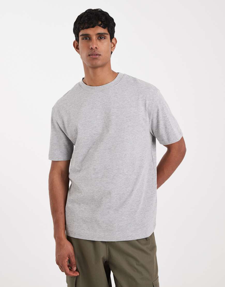 ASOS DESIGN - Relaxed-Fit-T-Shirt aus schwerem Stoff in Grau meliert von ASOS DESIGN